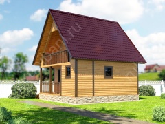 Баня из бруса 6×6 с мансардой и террасой (Б-30), 36 м²