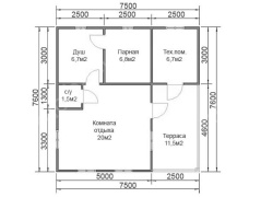 Баня из бруса 7×7 (Б-15), 49 м²