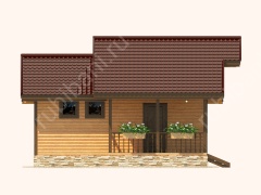 Баня из бруса 6×8 с террасой и чердаком (Б-62), 48 м²
