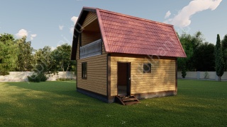 Баня из бруса со спальной и террасой 63 м²