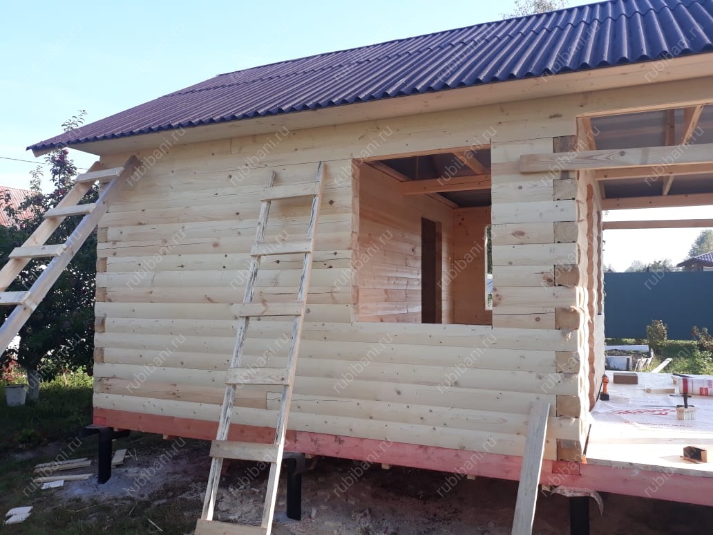 Баня из бруса 6 на 4 с террасой — фото 6 Баня из бруса 6 на 4 с террасой — фото 6