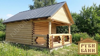 Баня с верандой под одной крышей 30 м²