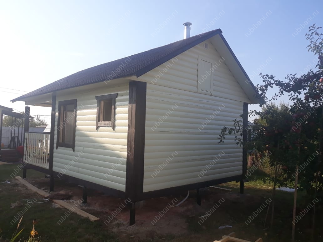 Баня из бруса 6 на 4 с террасой — фото 2 Баня из бруса 6 на 4 с террасой — фото 2