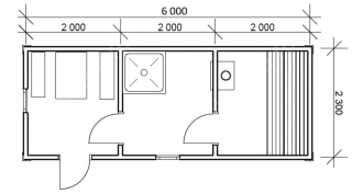 Мобильная баня 2.3×6, 13.8 м²