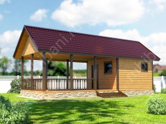 Баня из бруса 4×10 с террасой (Б-38), 40 м²