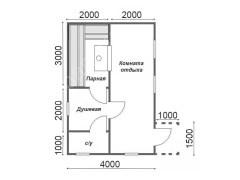 Баня из бруса 6 на 4 с туалетом 24 м²