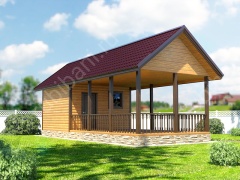 Баня из бруса 4×10 с террасой (Б-38), 40 м²