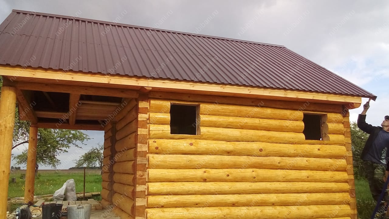 Баня 5 на 5 с террасой, сруб в лапу — фото 3 Баня 5 на 5 с террасой, сруб в лапу — фото 3