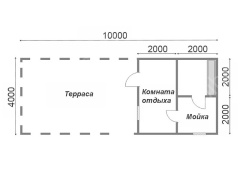 Баня из бруса 4×10 с террасой (Б-38), 40 м²
