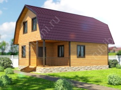 Баня 6 на 9 с террасой и мансардой 54 м²