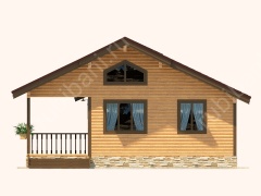 Баня из бруса 6×8 с террасой и чердаком (Б-62), 48 м²