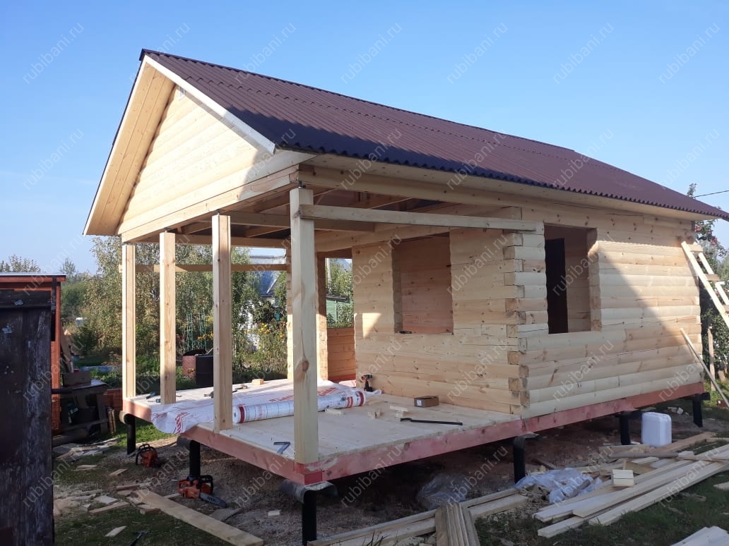 Баня из бруса 6 на 4 с террасой — фото 5 Баня из бруса 6 на 4 с террасой — фото 5