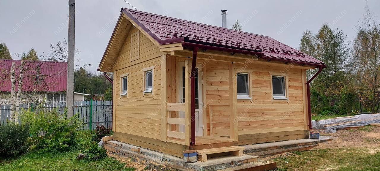 Баня из бруса 6х4 с крыльцом по проекту  Б-22 — фото 1 Баня из бруса 6х4 с крыльцом по проекту  Б-22 — фото 1