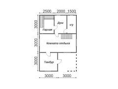 Баня из бруса 6×9 с мансардой (Б-24), 54 м²