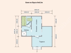Баня из бруса 6×6 (Б-70), 28 м²