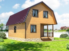 Баня 6 на 9 с террасой и мансардой 54 м²