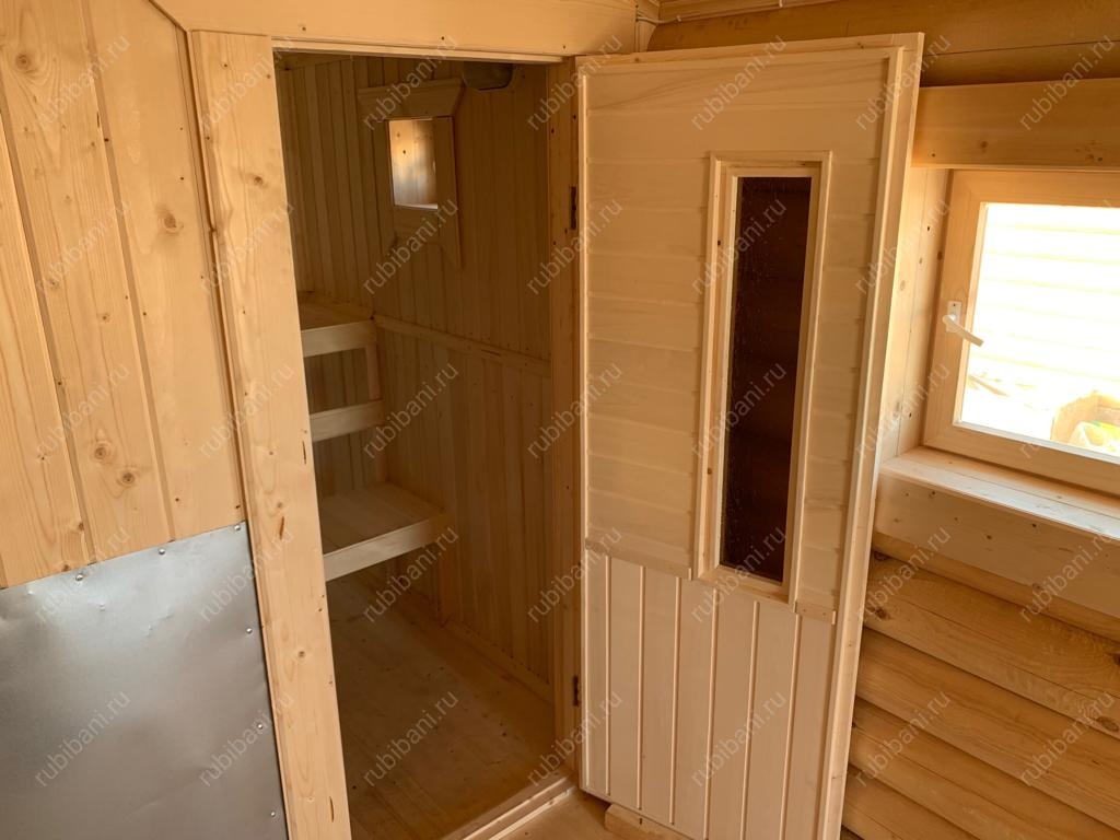 Баня из бревна 2 на 7 с крыльцом — фото 12 Баня из бревна 2 на 7 с крыльцом — фото 12
