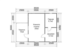 Баня из бруса 8.5×6 (Б-42), 51 м²