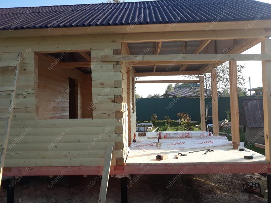 Баня из бруса 6 на 4 с террасой — фото 8 Баня из бруса 6 на 4 с террасой — фото 8