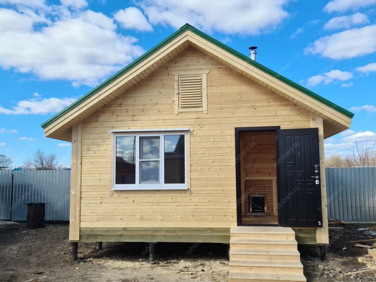 Дом-баня из бруса 6 на 6 с печью — фото 1 Дом-баня из бруса 6 на 6 с печью — фото 1