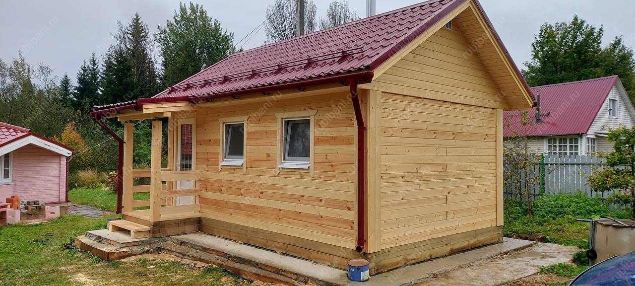 Баня из бруса 6х4 с крыльцом по проекту  Б-22 — фото 2 Баня из бруса 6х4 с крыльцом по проекту  Б-22 — фото 2